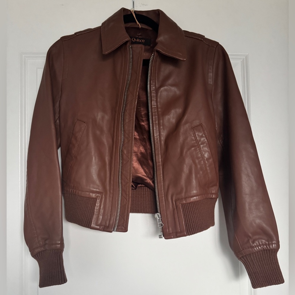 NWT QUINCE 100% Washed Leather Bomber Jacket - Picture 7 of 16
